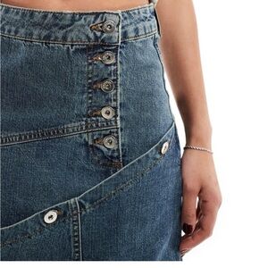 Women's Blue Iconic Reworked Asymmetric Denim Maxi Skirt size us 6